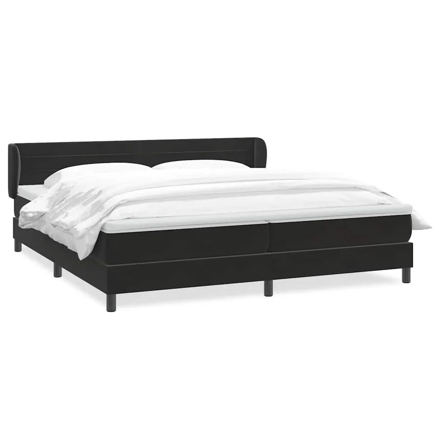 Sommier à lattes de lit avec matelas noir 180x220 cm velours - 2