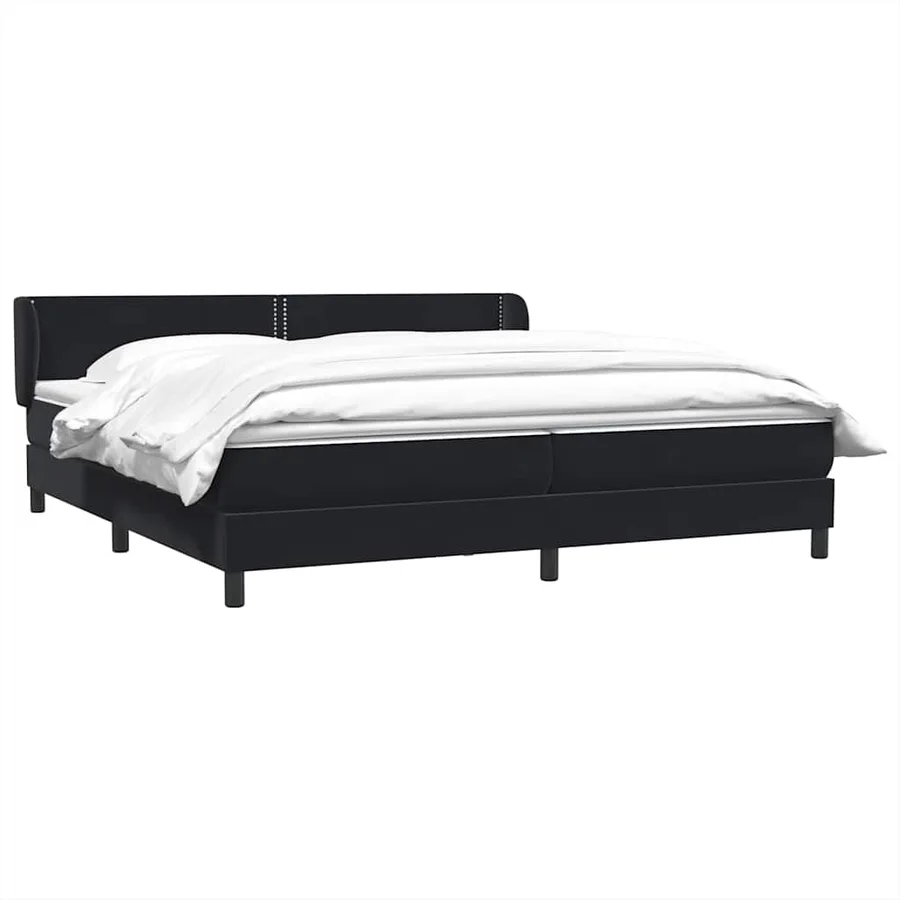 Sommier à lattes de lit avec matelas noir 180x220 cm velours - 3