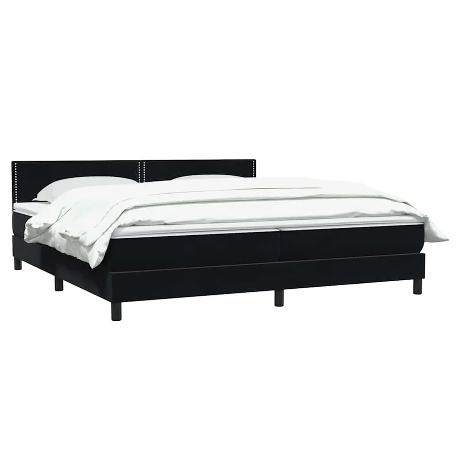Sommier à lattes de lit avec matelas noir 180x220 cm velours - 3