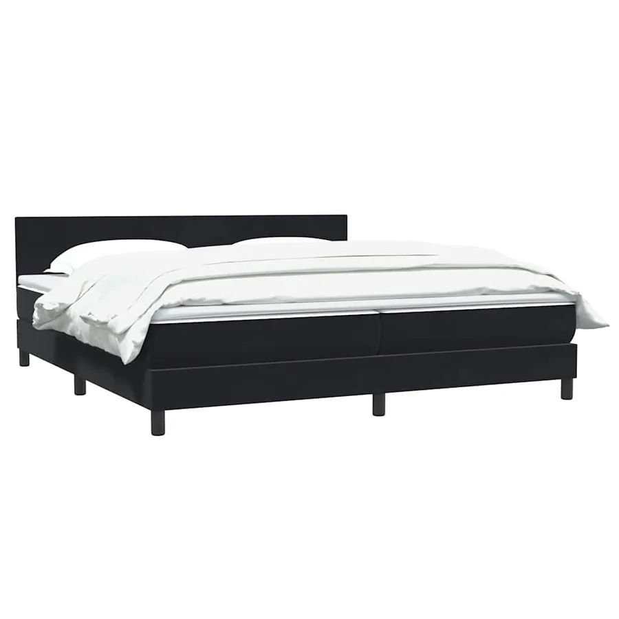 Sommier à lattes de lit avec matelas noir 180x220 cm velours - 4