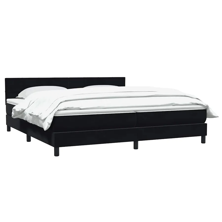 Sommier à lattes de lit avec matelas noir 180x220 cm velours - 3