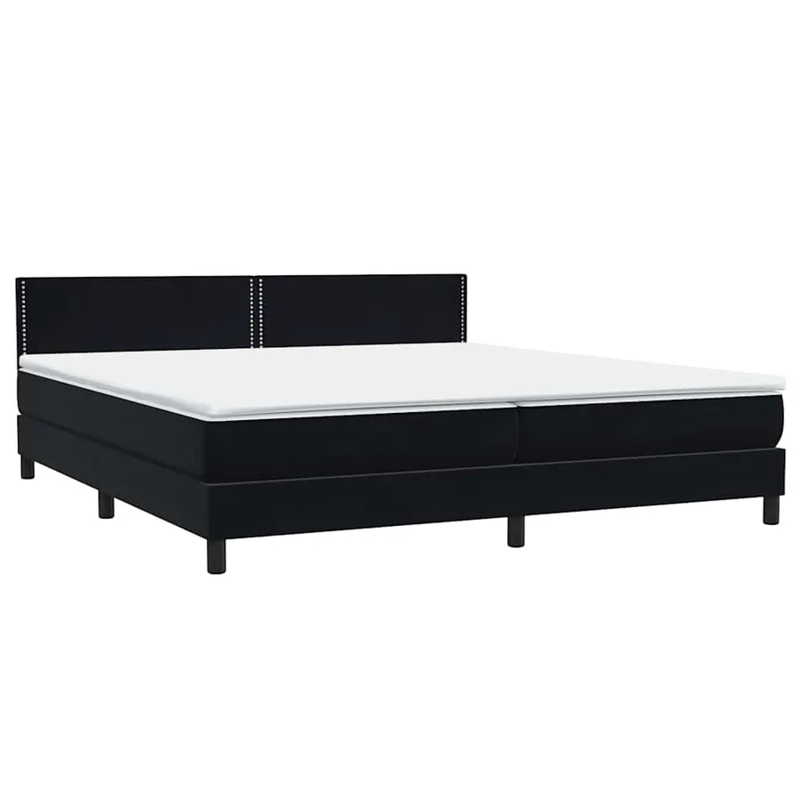 Sommier à lattes de lit avec matelas et LED noir 180x220 cm velours - 5