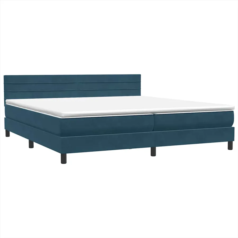 Sommier à lattes de lit et matelas et LED bleu foncé 180x220cm velours - 5