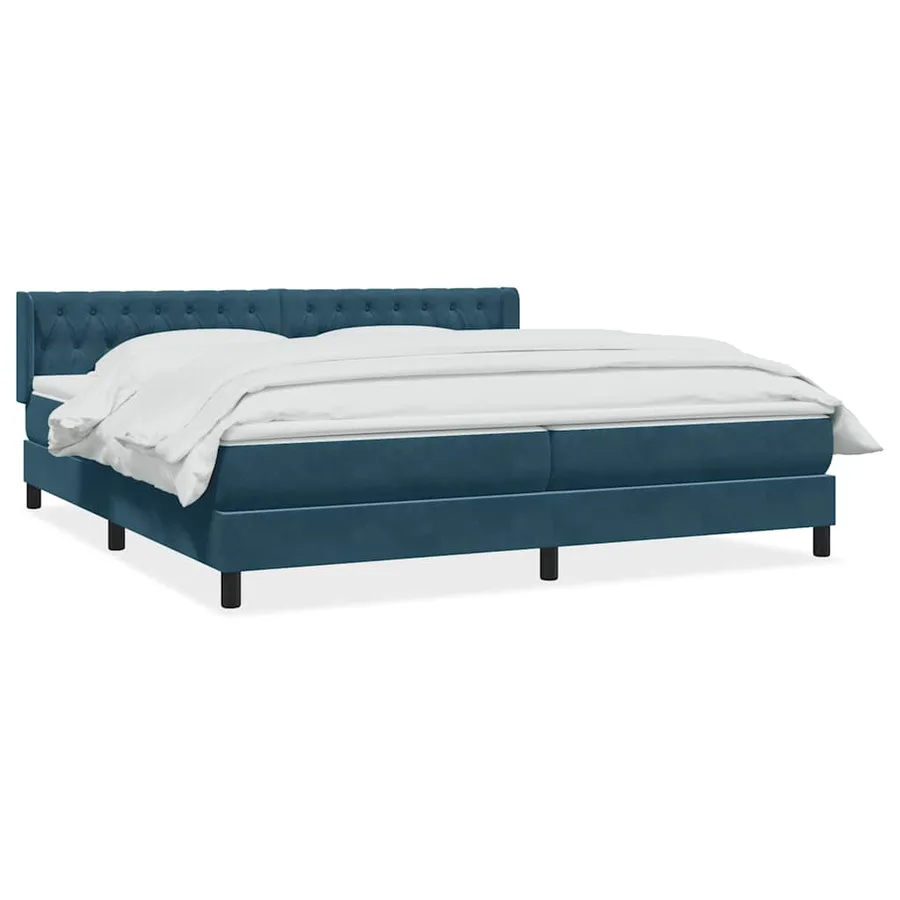 Sommier à lattes de lit et matelas bleu foncé 180x220cm velours - 2