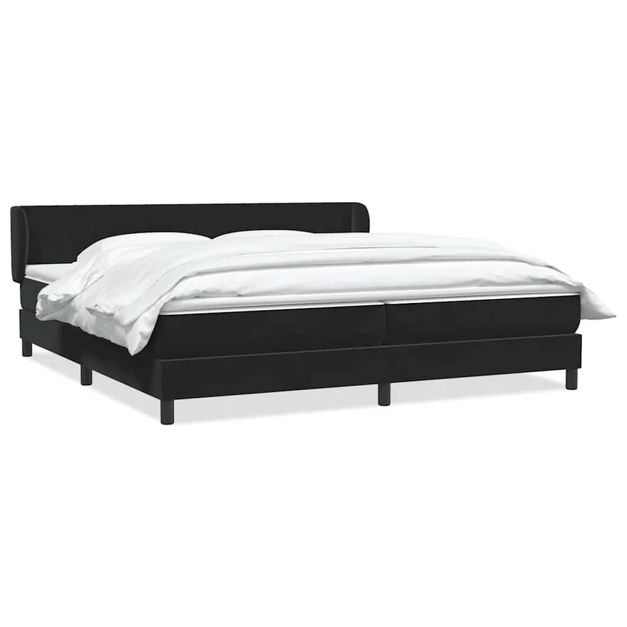 Sommier à lattes de lit avec matelas noir 180x220 cm velours - 2