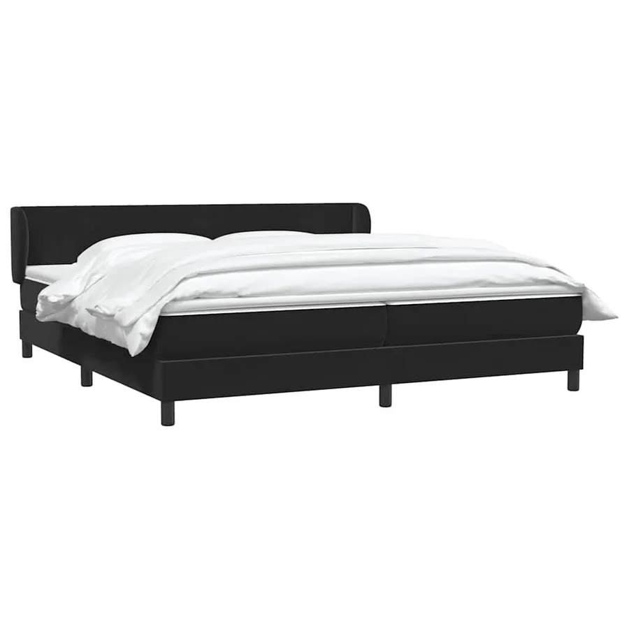 Sommier à lattes de lit avec matelas noir 180x220 cm velours - 3