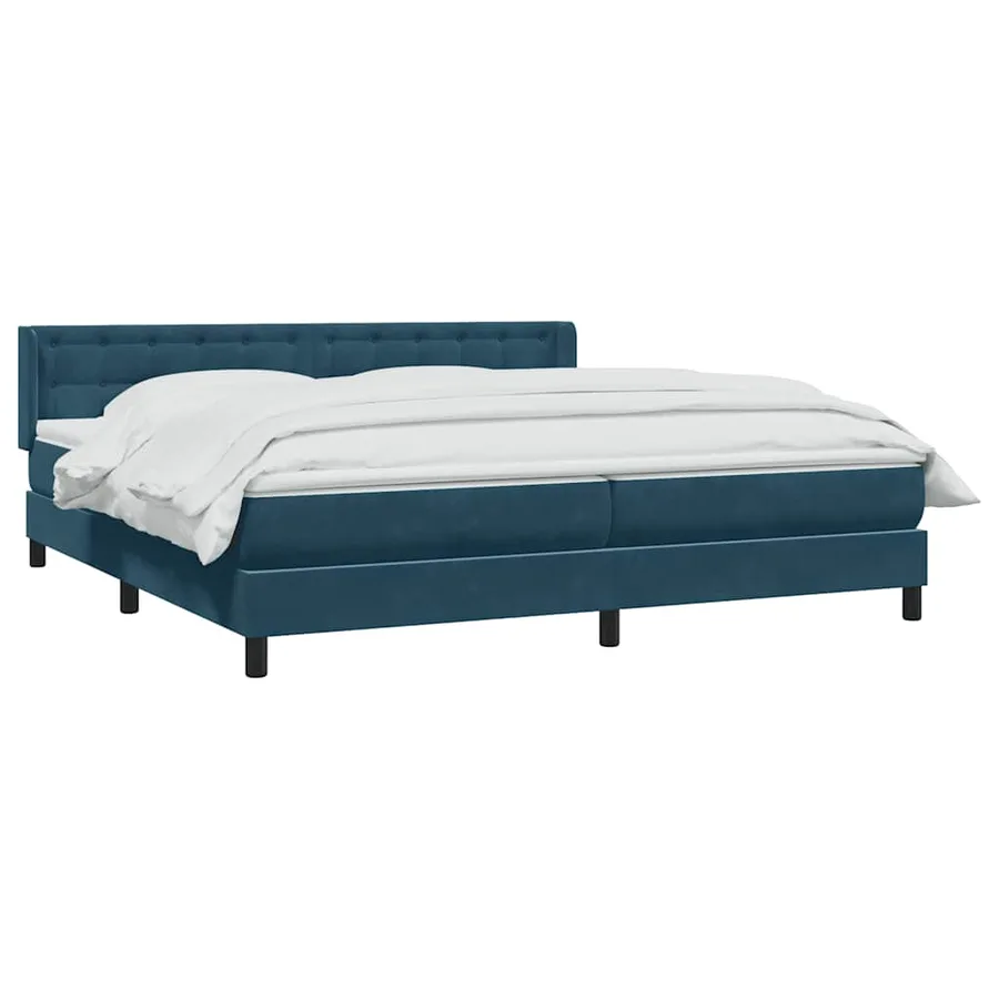 Sommier à lattes de lit et matelas bleu foncé 180x220cm velours - 3