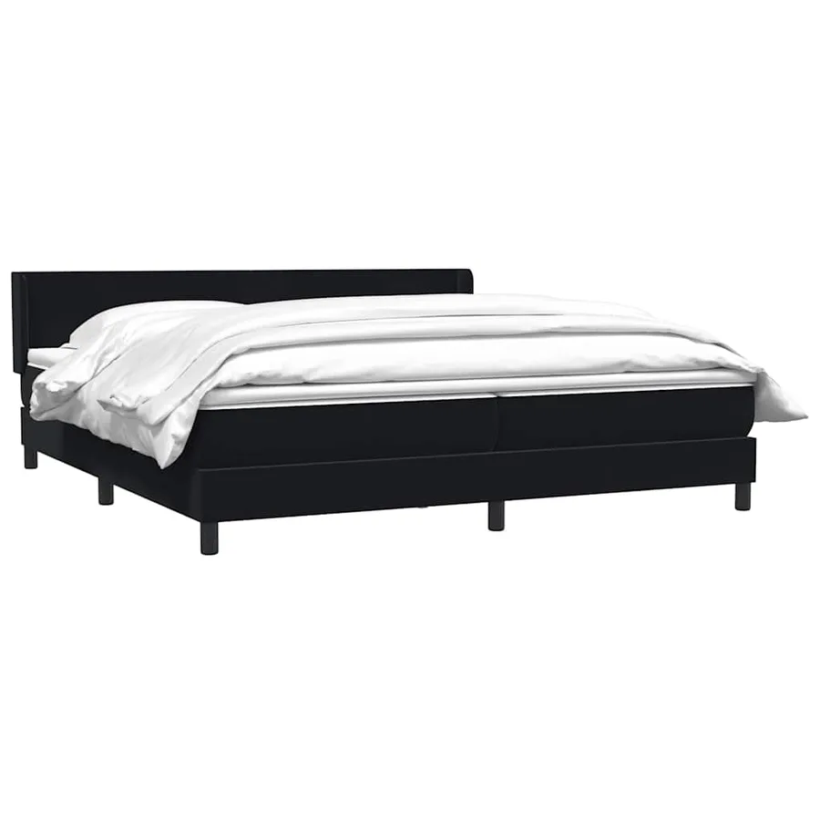 Sommier à lattes de lit avec matelas noir 180x220 cm velours - 3