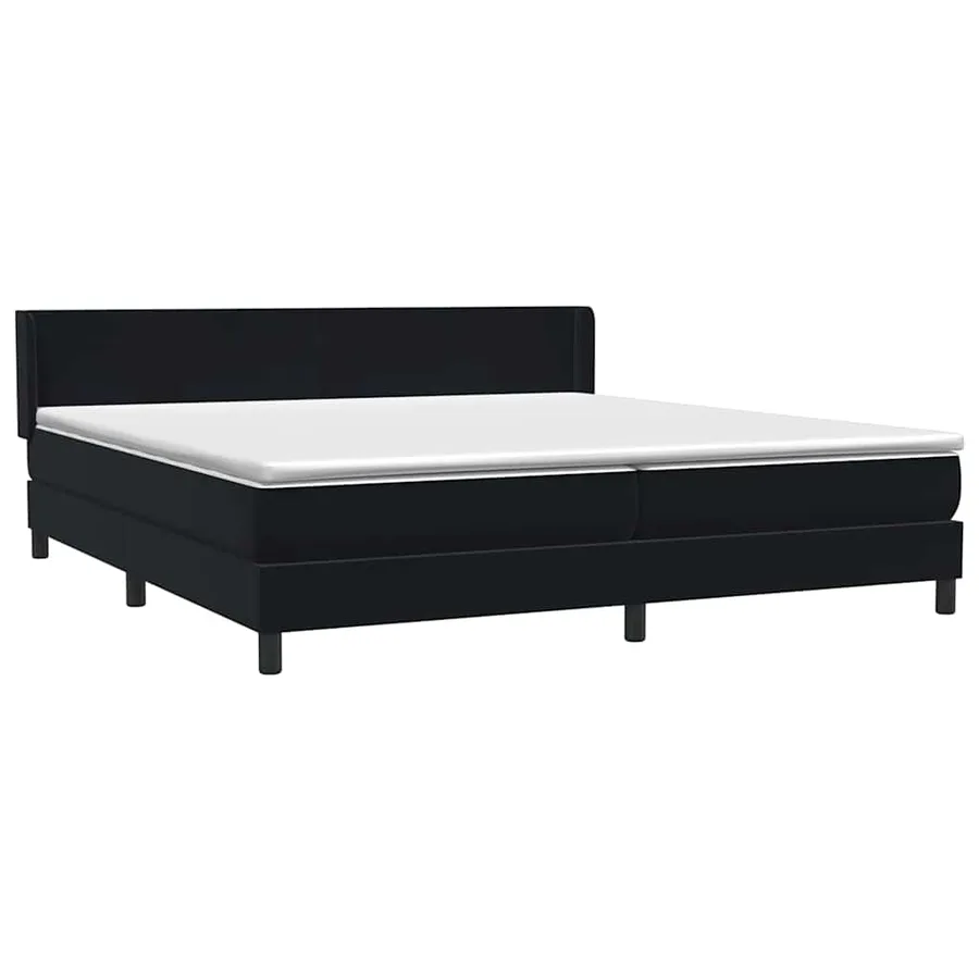 Sommier à lattes de lit avec matelas noir 180x220 cm velours - 4