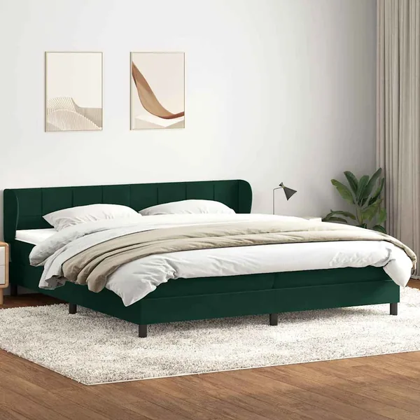 Sommier à lattes de lit et matelas vert foncé 200x220cm velours