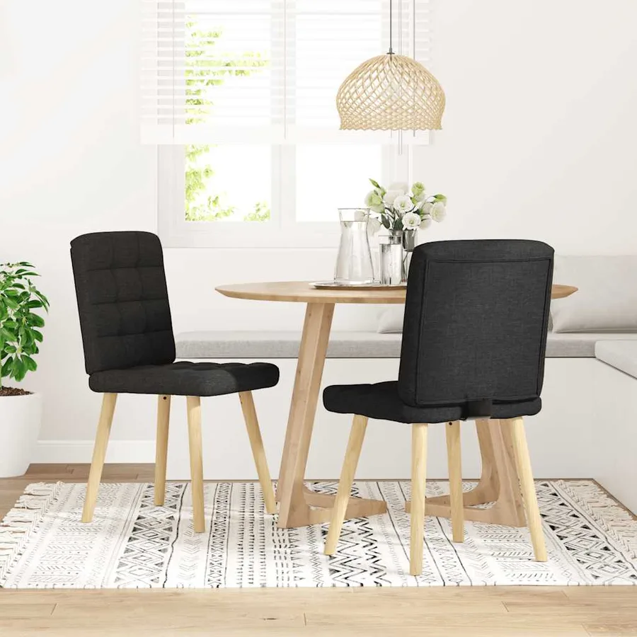 Chaises à manger lot de 2 noir tissu - 2