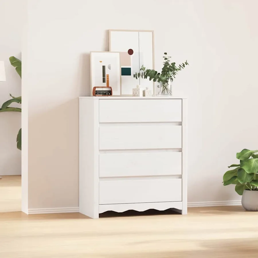 Commode Drammen Blanc 76,5 x 40 x 91 cm Bois de pin massif