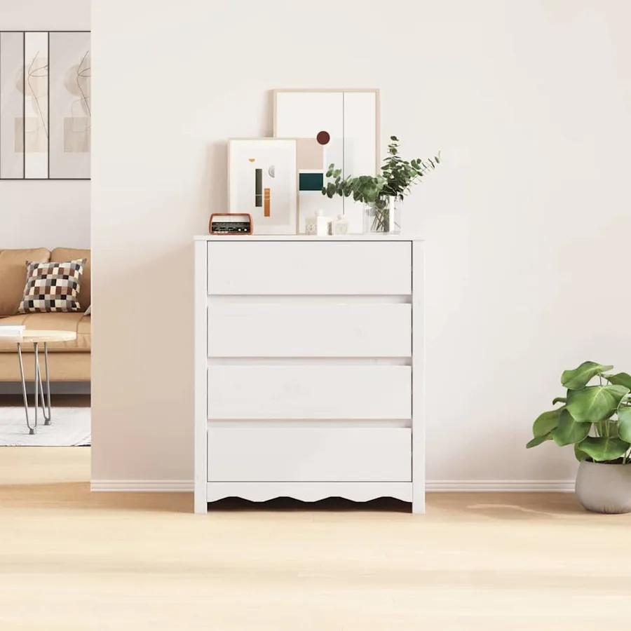 Commode Drammen Blanc 76,5 x 40 x 91 cm Bois de pin massif - 4