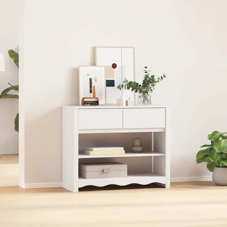 Table console avec tiroir Drammen Blanc 89,5 x 37 x 73 cm