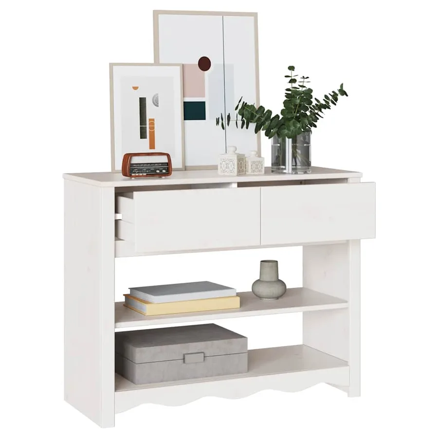 Table console avec tiroir Drammen Blanc 89,5 x 37 x 73 cm - 3