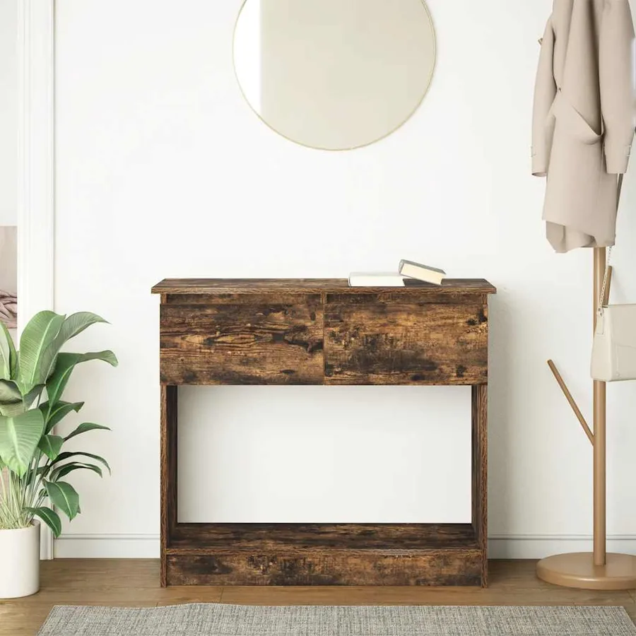 Table console avec tiroirs chêne fumé 85,5x38,5x74,5 cm - 3