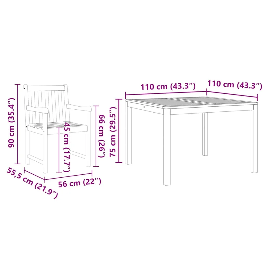 Ensemble de salle à manger pour jardin 3 pcs Marron - 12