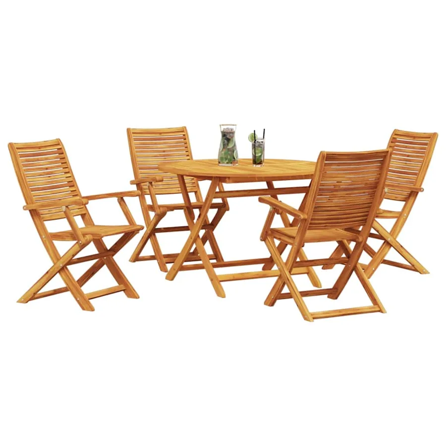 Ensemble de salle à manger pour jardin 5 pcs Marron - 3