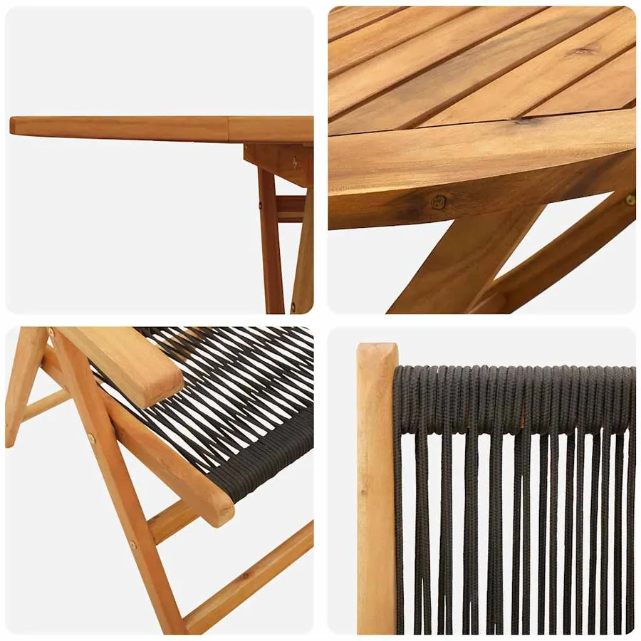 Ensemble de salle à manger pour jardin 7 pcs Noir - 8