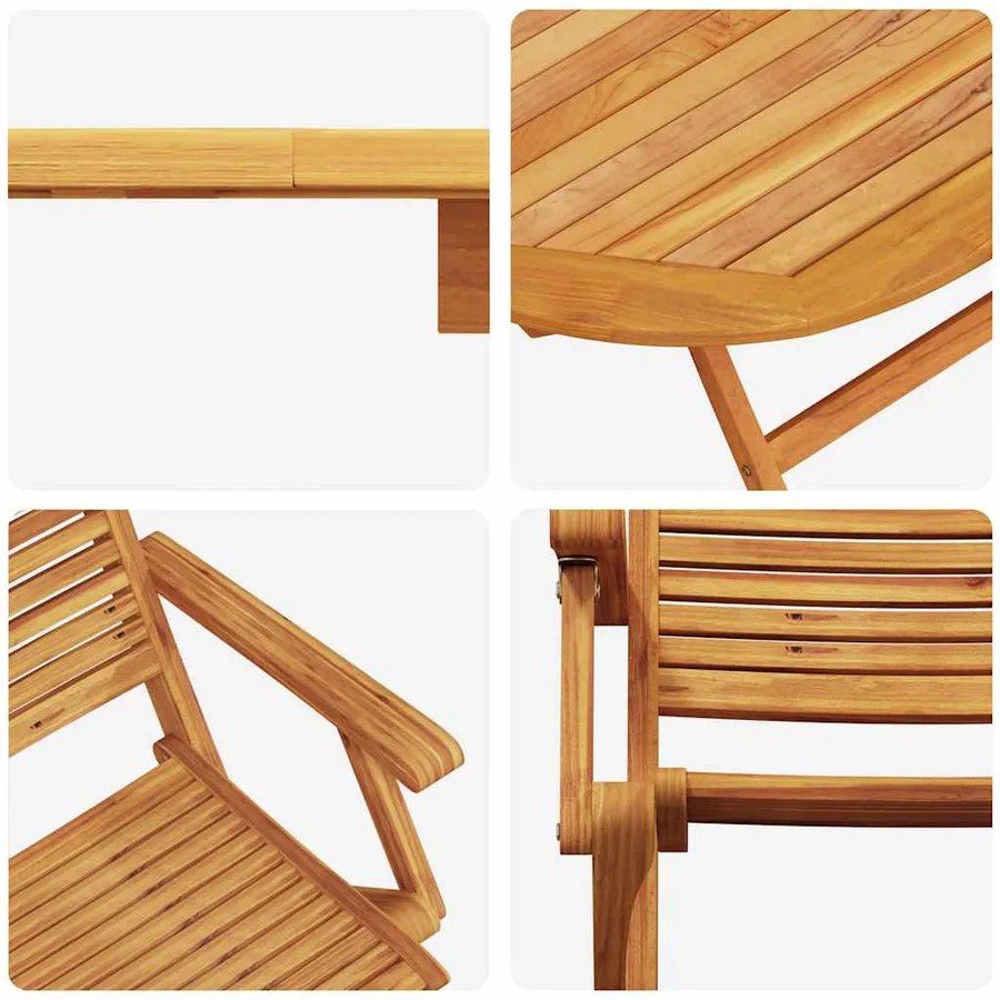 Ensemble de salle à manger pour jardin 9 pcs Marron - 11