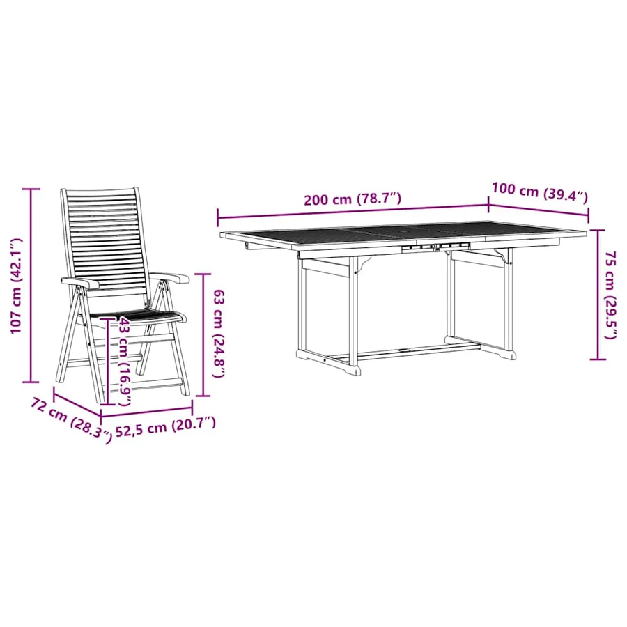 Ensemble de salle à manger pour jardin 5 pcs Marron - 14