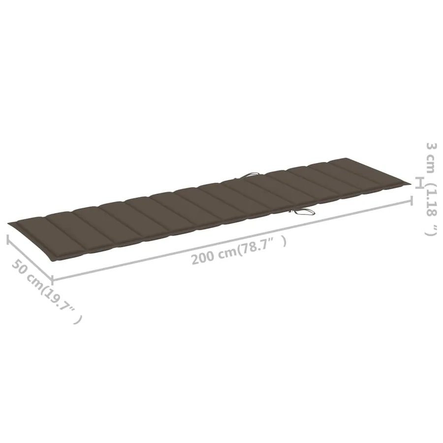 Chaise longue avec table et coussin Bois de teck solide - 12