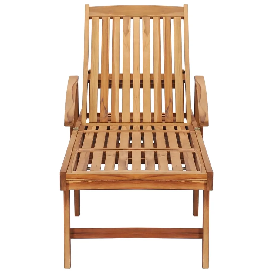Chaise longue avec table et coussin Bois de teck solide - 17