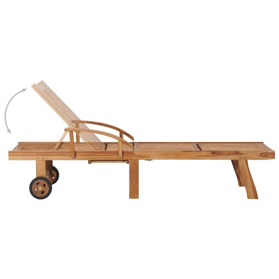 Chaise longue avec table et coussin Bois de teck solide - 4
