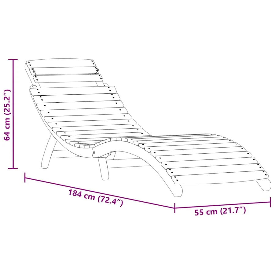 Transat 2 pcs Marron 55 x 184 x 64cm Bois d'Acacia Massif - 12