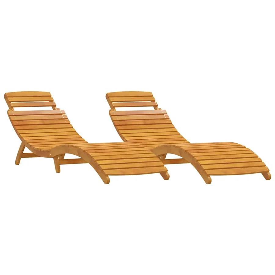 Transat 2 pcs Marron 55 x 184 x 64cm Bois d'Acacia Massif - 2