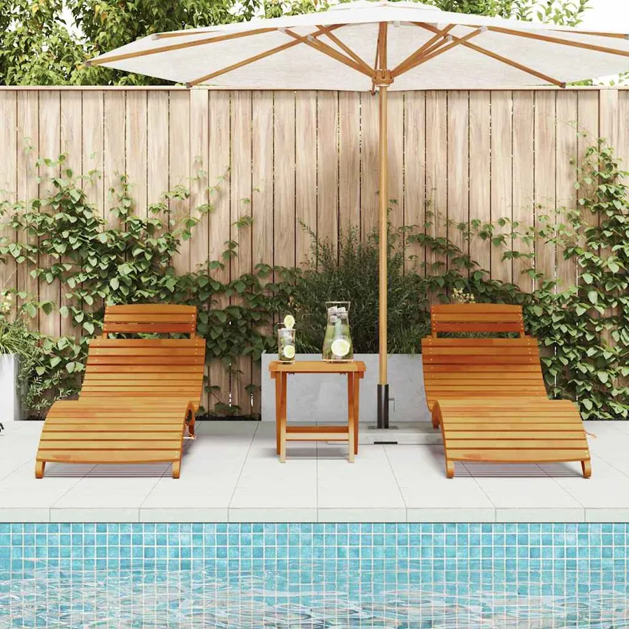 Transat 2 pcs Marron 55 x 184 x 64cm Bois d'Acacia Massif - 3