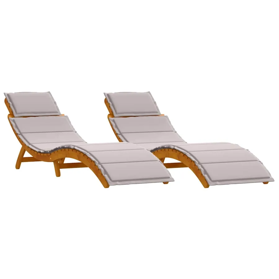 Transat avec coussin 2 pcs Taupe Bois d'Acacia Massif - 2