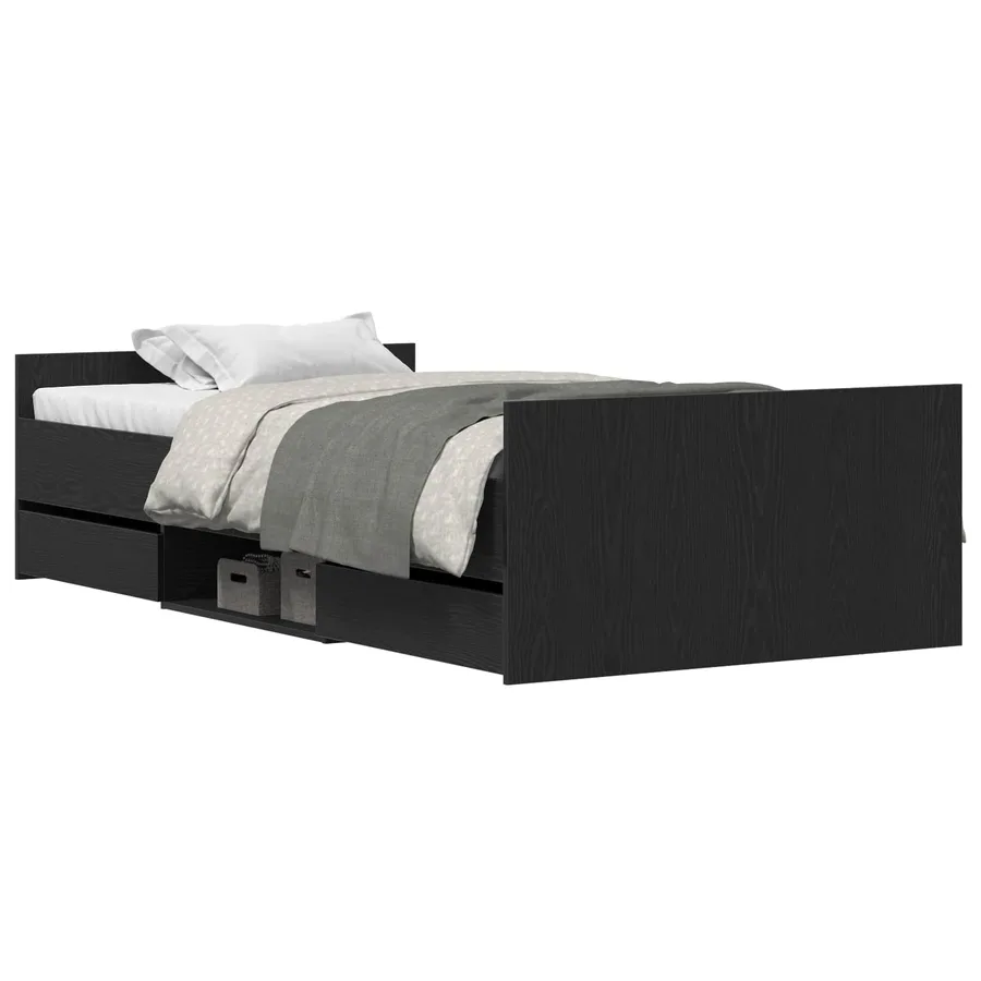 Cadre de lit Chêne noir 193 x 93 x 50 cm Bois d'ingénierie - 2