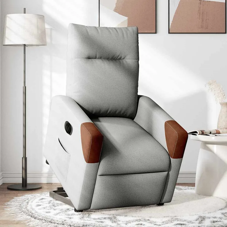 Fauteuil inclinable électrique gris nuage tissu - 2