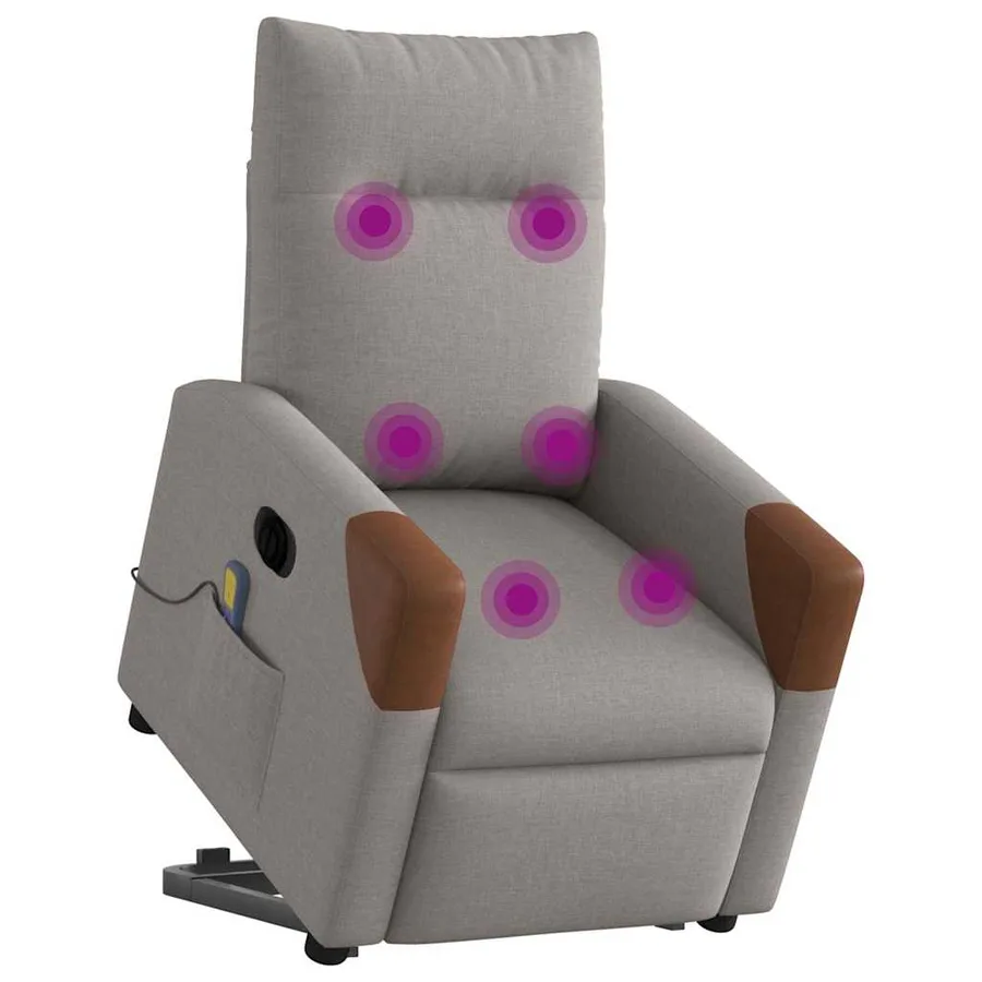 Fauteuil inclinable de massage électrique Taupe Tissu - 3