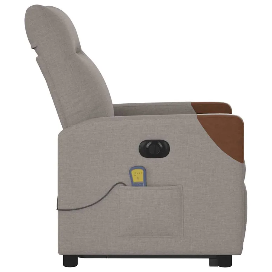 Fauteuil inclinable de massage électrique Taupe Tissu - 6