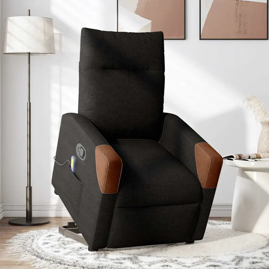 Fauteuil de massage inclinable Noir Tissu - 2