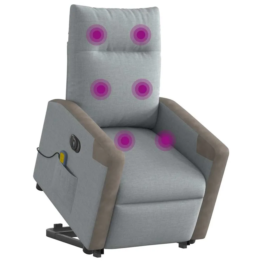 Fauteuil inclinable de massage électrique Gris clair Tissu - 2