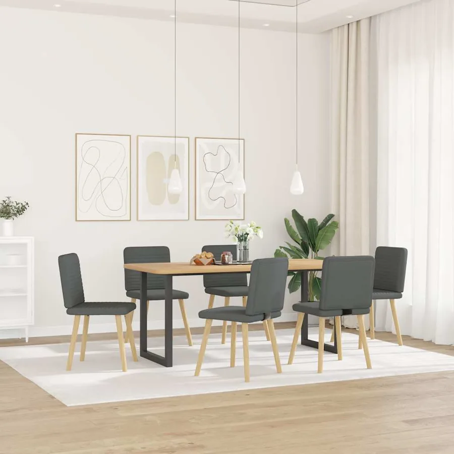 Chaises à manger lot de 6 gris foncé tissu - 2