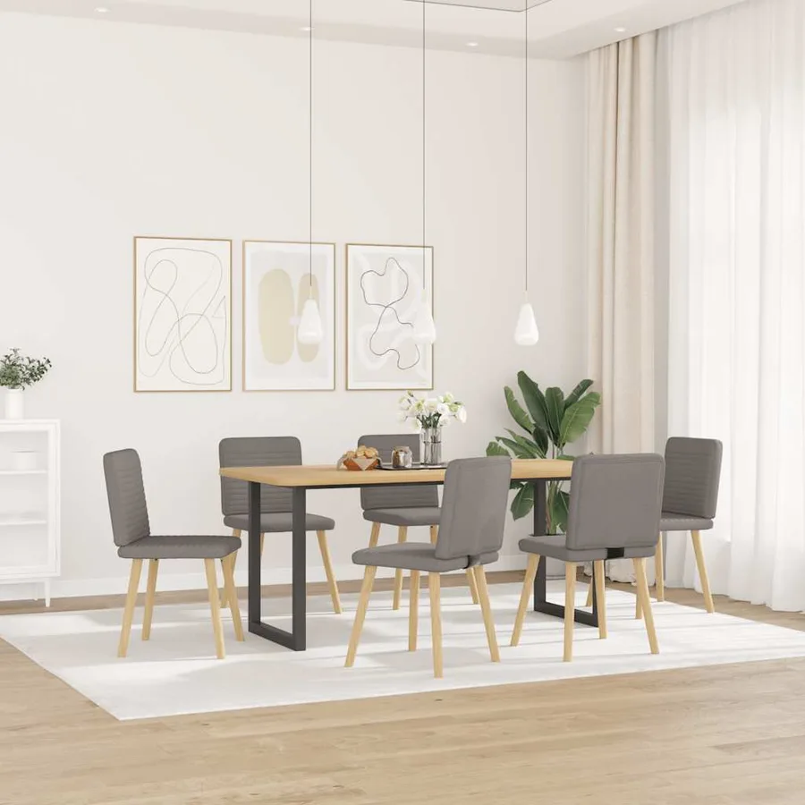 Chaises à manger lot de 6 taupe tissu - 2