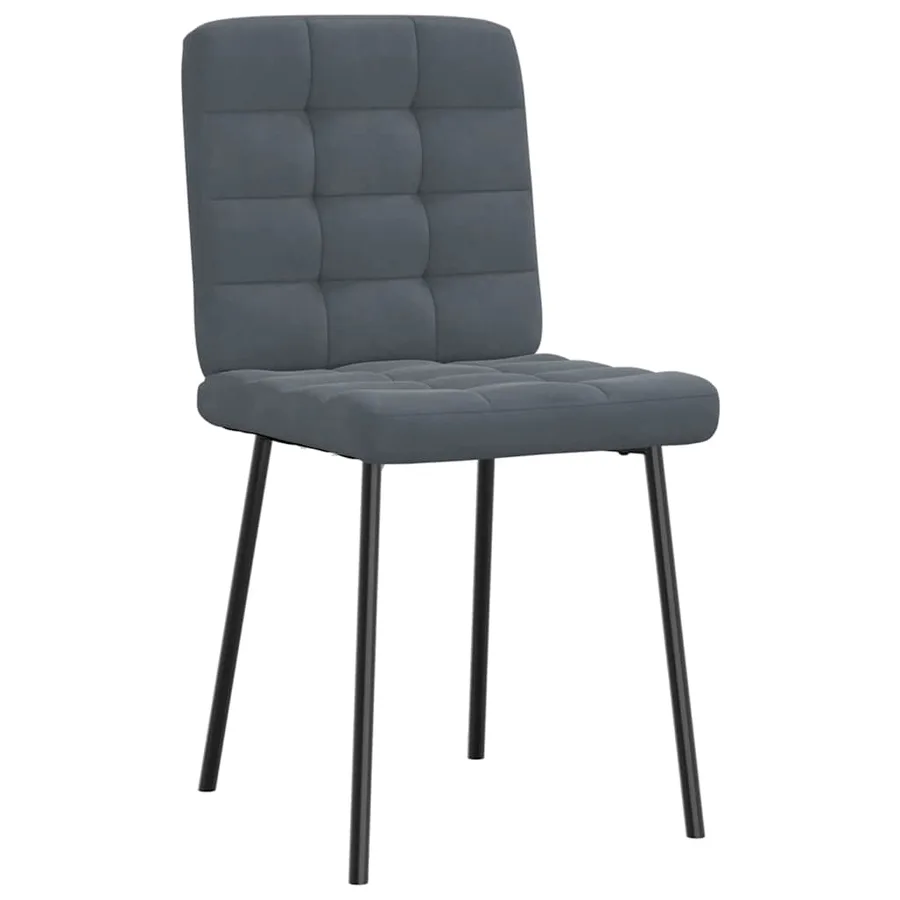 Chaises à manger lot de 4 Gris foncé Velours - 3