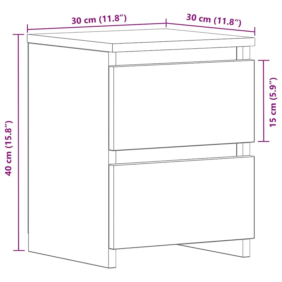 Cabinet de chevet avec tiroir 2 pcs Chêne noir 30 x 30 x 40 cm - 12