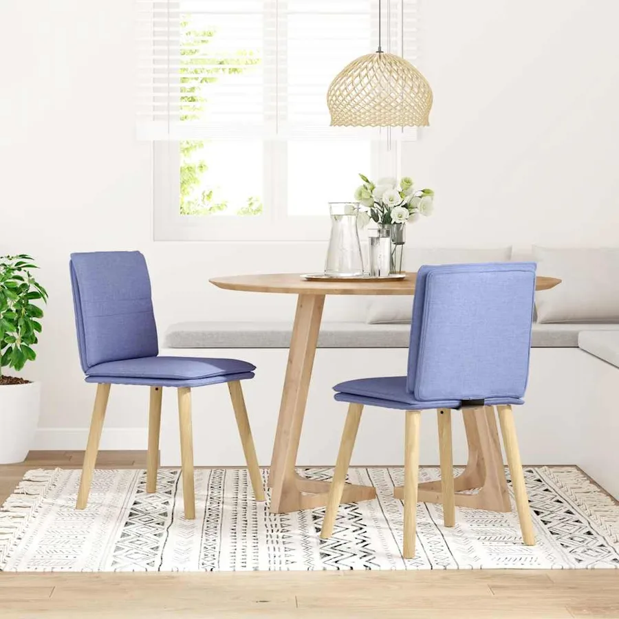Chaises à manger lot de 2 bleu jean tissu - 2