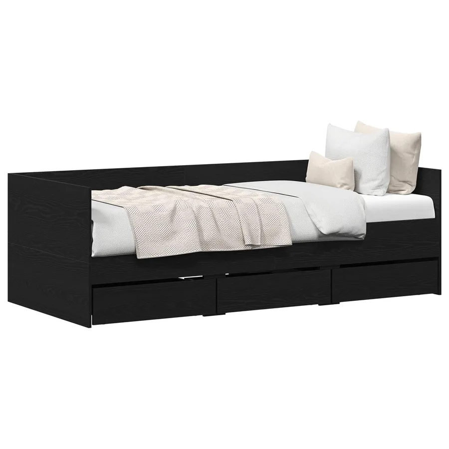 Lit d'appoint Chêne noir 90 x 200 cm Bois d'ingénierie - 2