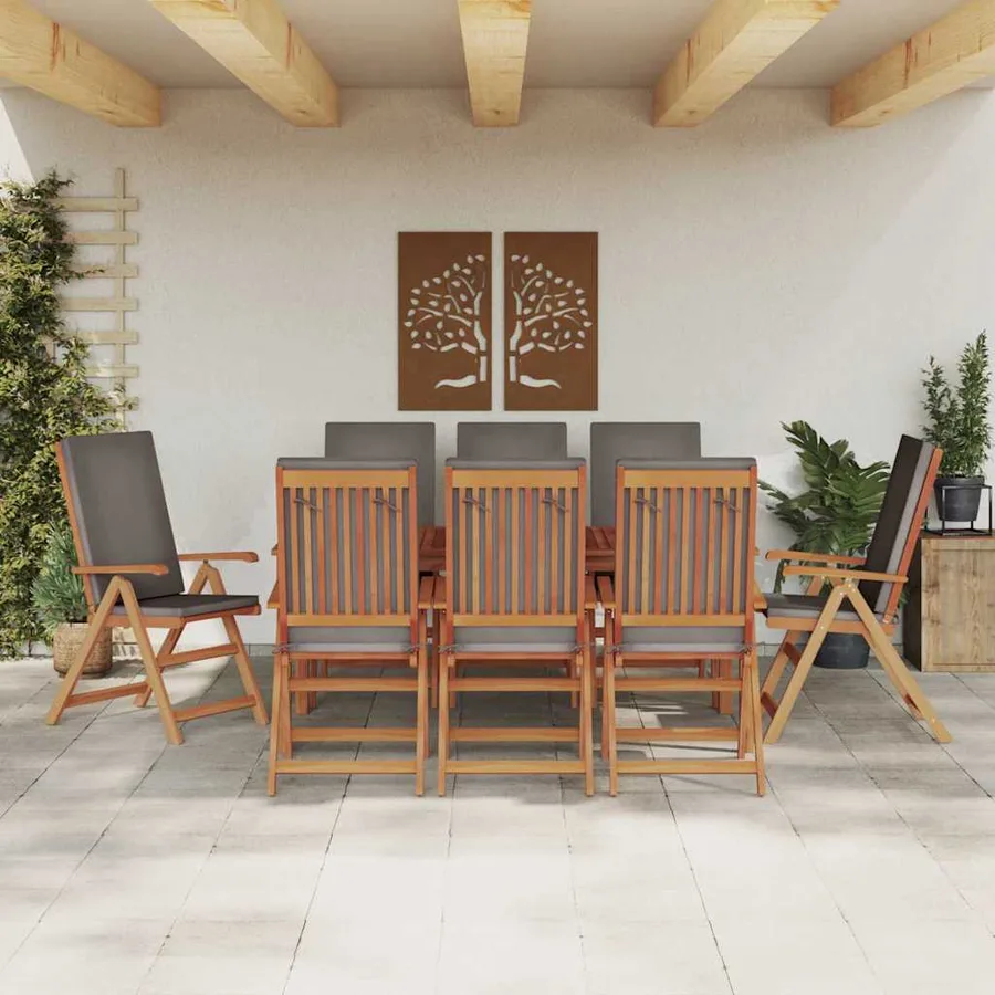 Chaise de jardin 8 pcs Marron et gris 57 x 71,5 x 104 cm - 3