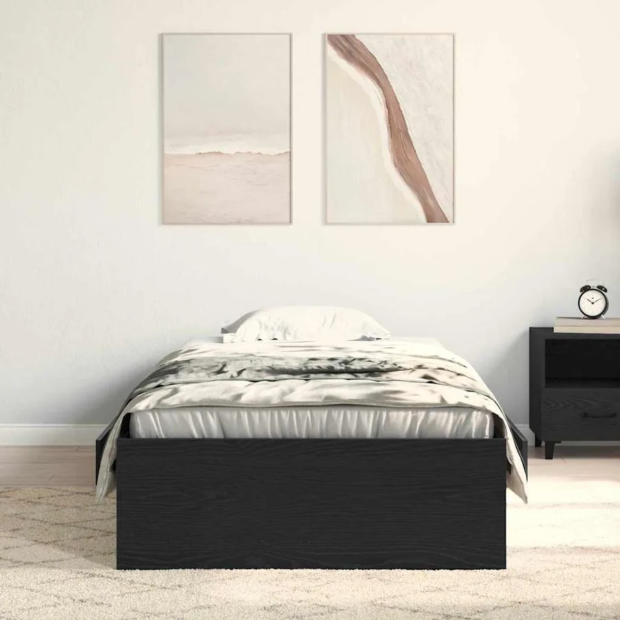 Cadre de lit Chêne noir 100 x 200 cm Bois d'ingénierie - 3
