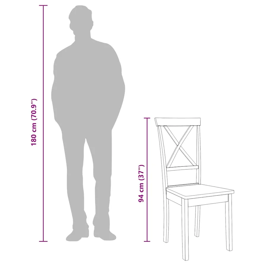 Chaises à manger 2 pcs blanc bois massif caoutchouc - 12