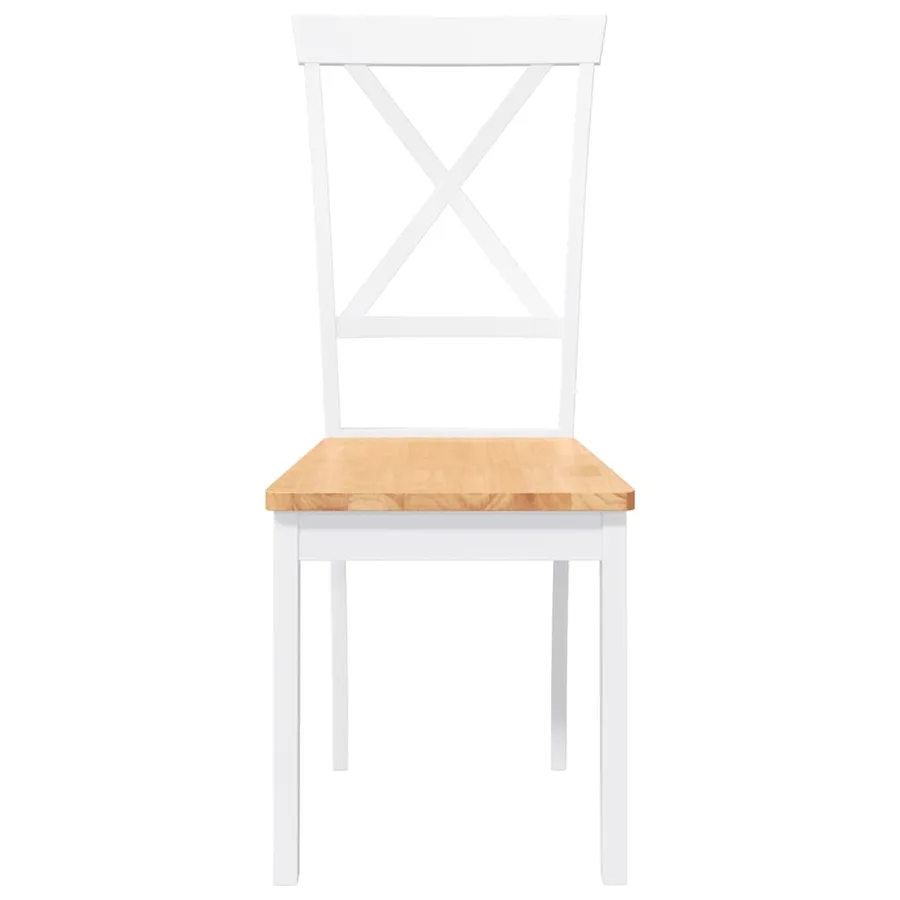 Chaises à manger 2 pcs blanc bois massif caoutchouc - 5