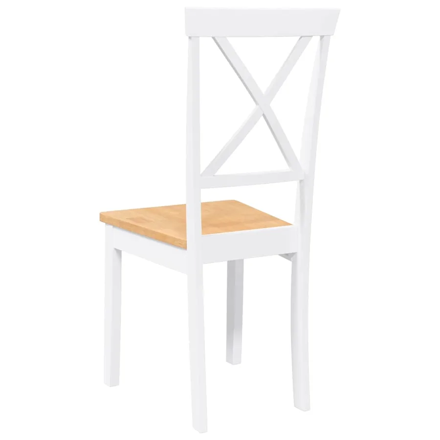 Chaises à manger 2 pcs blanc bois massif caoutchouc - 7