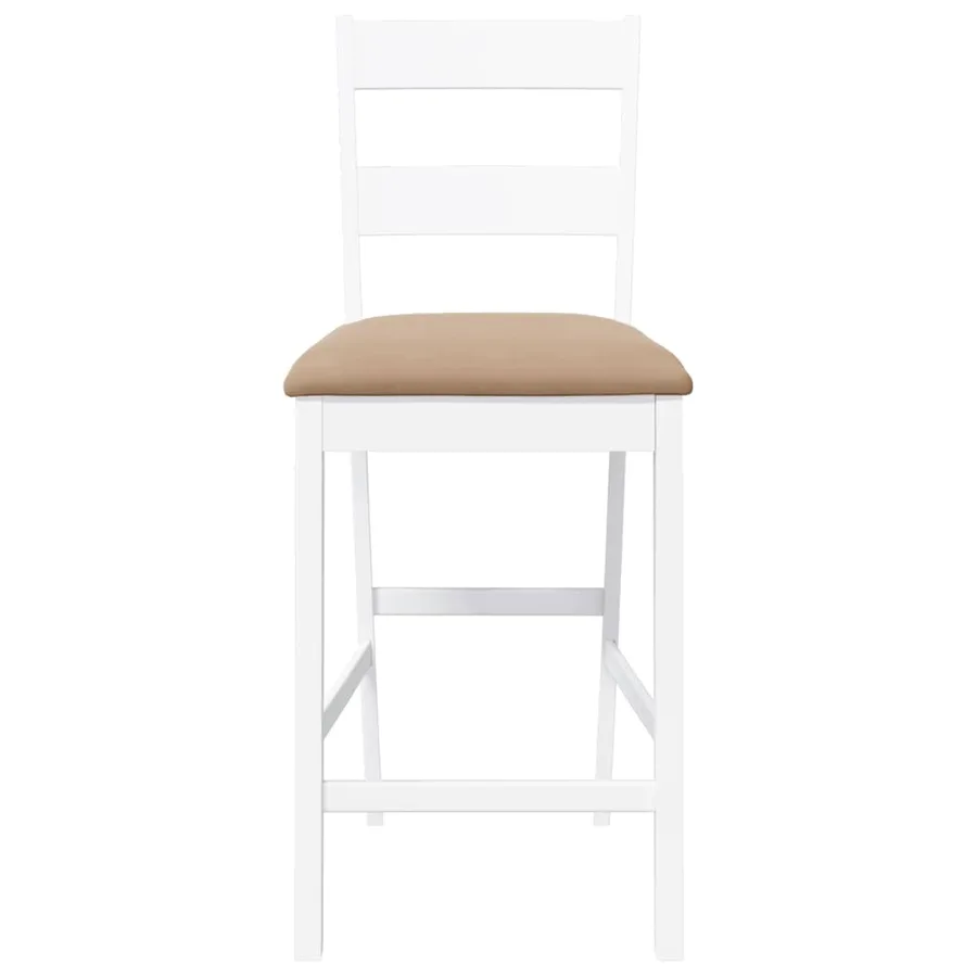 Tabourets de bar avec coussins 2 pcs blanc bois massif d'hévéa - 5